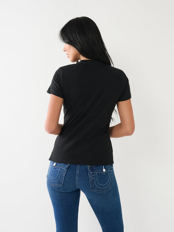 True Religion Retro T-Shirt Crystal Slim Jet Black