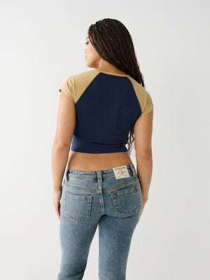 True Religion Raglan T-Shirt Ladies Slim Dress Blue-Khaki-True Religion