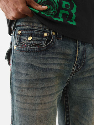 True Religion Jeans Ricky Big T Flap 34In Homecourt Ash Dark Wash