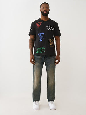 True Religion T-Shirt Ss Embroidery Uni Logo Jet Black