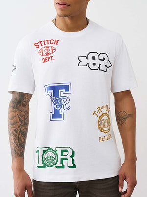 True Religion T-Shirt Ss Embroidery Uni Logo Optic White