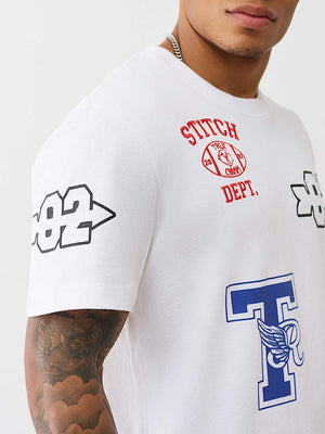 True Religion T-Shirt Ss Embroidery Uni Logo Optic White