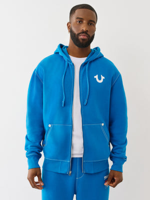 True Religion Hoodie No1 Big T Zip Up Imperial Blue