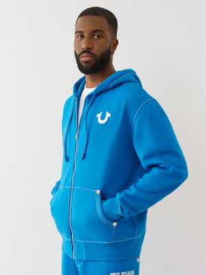 True Religion Hoodie No1 Big T Zip Up Imperial Blue