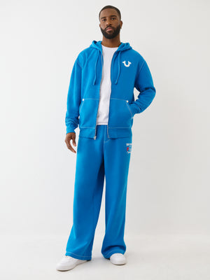 True Religion Hoodie No1 Big T Zip Up Imperial Blue
