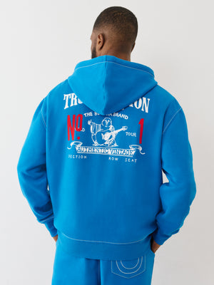 True Religion Hoodie No1 Big T Zip Up Imperial Blue