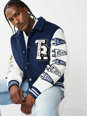 TRUE RELIGION JACKET VARSITY MIDNIGHT BLUE