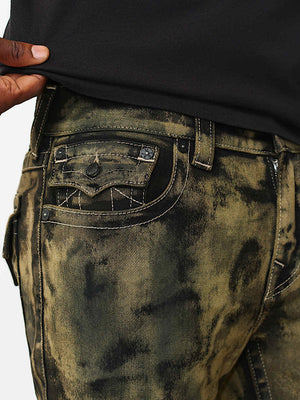 True Religion Shorts Ricky Sn Flap Fray Hem Grim Black Wash