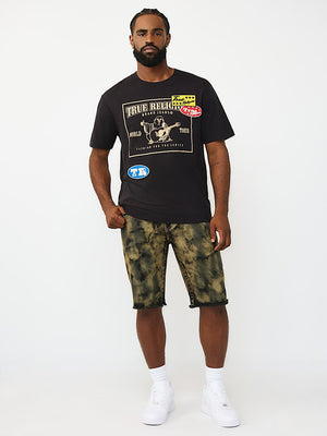 True Religion Shorts Ricky Sn Flap Fray Hem Grim Black Wash
