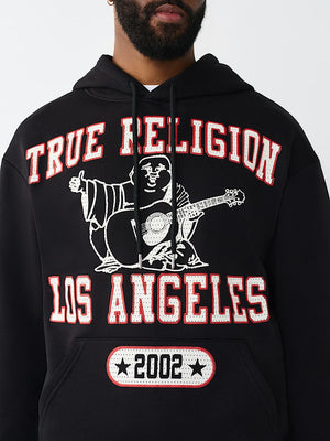 True Religion Hoodie Mesh Print Buddha Jet Black