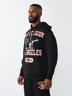 True Religion Hoodie Mesh Print Buddha Jet Black