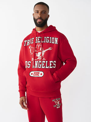 True Religion Hoodie Mesh Print Buddha Travertine Red