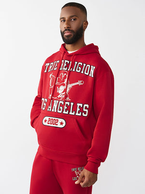 True Religion Hoodie Mesh Print Buddha Travertine Red
