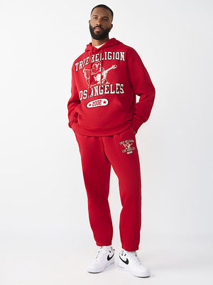 True Religion Hoodie Mesh Print Buddha Travertine Red