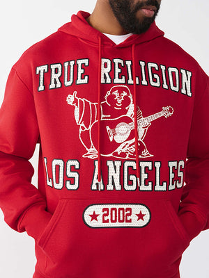 True Religion Hoodie Mesh Print Buddha Travertine Red