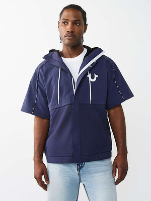 True Religion Jacket Nylon Fleece Zip Off Midnight Blue