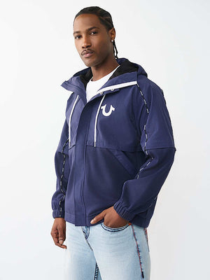True Religion Jacket Nylon Fleece Zip Off Midnight Blue