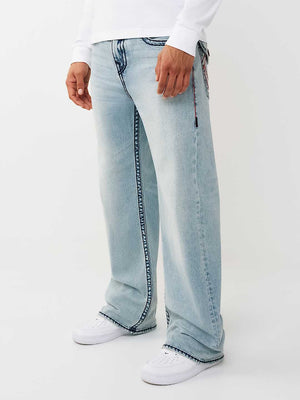 TRUE RELIGION JEANS VINNY SUPER T FLAP 34IN ARTIC WHISPER LIGHT WASH