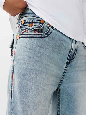 TRUE RELIGION JEANS VINNY SUPER T FLAP 34IN ARTIC WHISPER LIGHT WASH