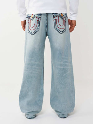 TRUE RELIGION JEANS VINNY SUPER T FLAP 34IN ARTIC WHISPER LIGHT WASH