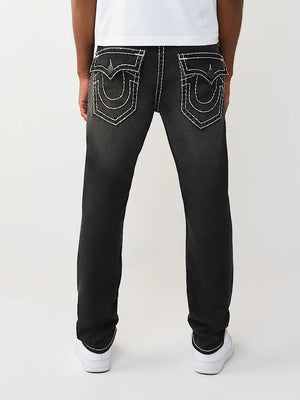 TRUE RELIGION JEANS ROCCO SUPER T FLAP 32IN SMOG OVERDYE BLACK WASH