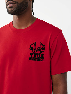True Religion T-Shirt Ss Tr Crest Travertine Red