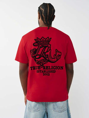True Religion T-Shirt Ss Tr Crest Travertine Red