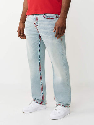 TRUE RELIGION JEANS BOBBY SUPER T FLAP 32IN PLAYMAKER FADED INDIGO LT WASH