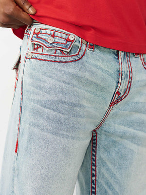 TRUE RELIGION JEANS BOBBY SUPER T FLAP 32IN PLAYMAKER FADED INDIGO LT WASH