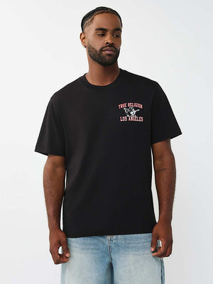 True Religion T-Shirt Ss Mesh Print Buddha Jet Black