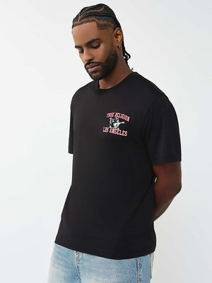 True Religion T-Shirt Ss Mesh Print Buddha Jet Black