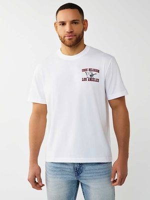 True Religion T-Shirt Ss Mesh Print Buddha Optic White
