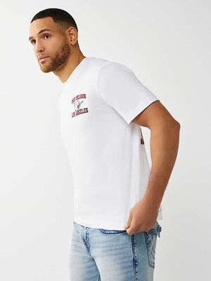 True Religion T-Shirt Ss Mesh Print Buddha Optic White