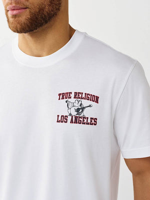 True Religion T-Shirt Ss Mesh Print Buddha Optic White