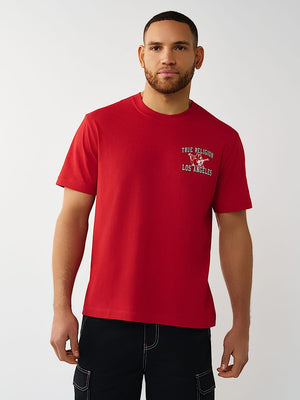 True Religion T-Shirt Ss Mesh Print Buddha Travertine Red