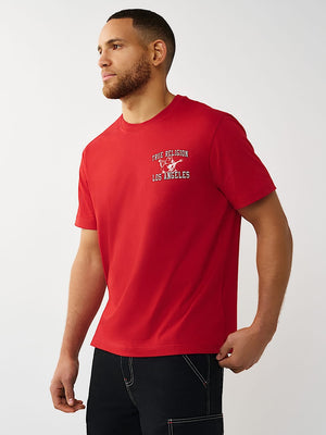 True Religion T-Shirt Ss Mesh Print Buddha Travertine Red