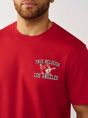 True Religion T-Shirt Ss Mesh Print Buddha Travertine Red