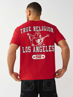 True Religion T-Shirt Ss Mesh Print Buddha Travertine Red