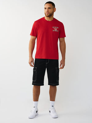 True Religion T-Shirt Ss Mesh Print Buddha Travertine Red