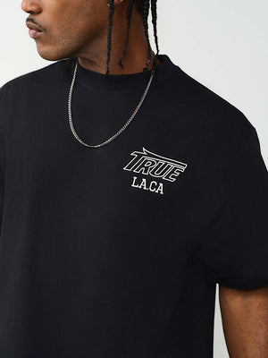 True Religion T-Shirt Ss Print Mesh Stacked Logo Jet Black