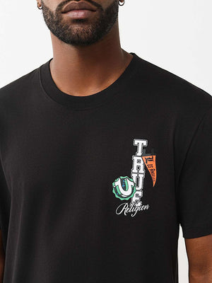 TRUE RELIGION T-SHIRT HS PENNANTS JET BLACK