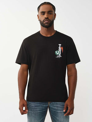 TRUE RELIGION T-SHIRT HS PENNANTS JET BLACK