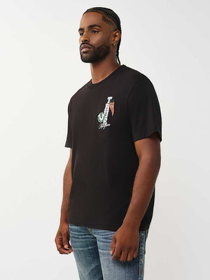 TRUE RELIGION T-SHIRT HS PENNANTS JET BLACK