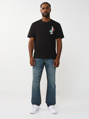 TRUE RELIGION T-SHIRT HS PENNANTS JET BLACK