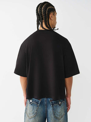 True Religion T-Shirt Ss Multi Logo Boxy Jet Black