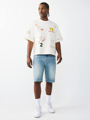 True Religion T-Shirt Ss Multi Logo Boxy Winter White
