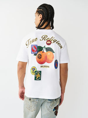 True Religion T-Shirt Ss Orchard Stamps Optic White