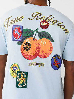 True Religion T-Shirt Ss Orchard Stamps Baby Blue