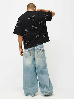 True Religion T-Shirt Ss Hs Print Oversized Jet Black