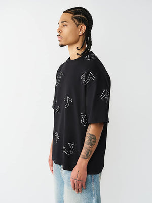 True Religion T-Shirt Ss Hs Print Oversized Jet Black